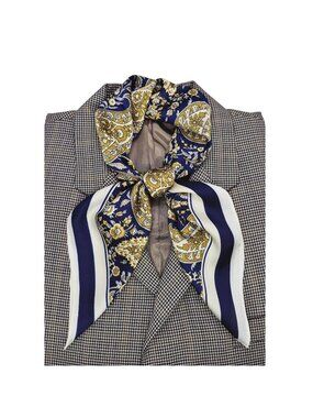 ⭐Elegant Bandana Square Scarf Silky Satin Blue Brown Floral Paisley Versatile